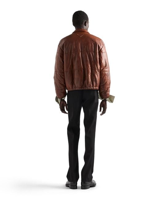 Prada Brown Nappa Leather Jacket for men
