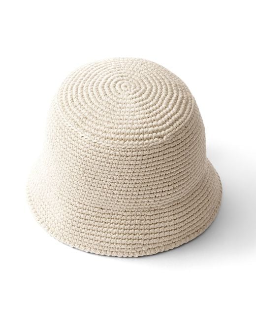 Prada White Crochet Bucket Hat for men