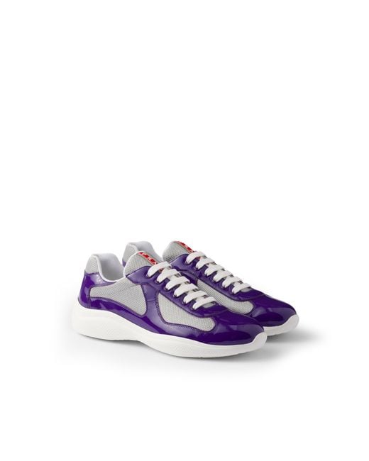 Prada Blue Patent Leather And Technical Fabric America's Cup Sneakers for men