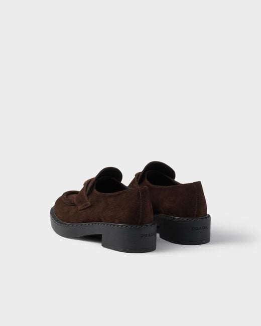 Prada Brown Chocolate Suede Loafers