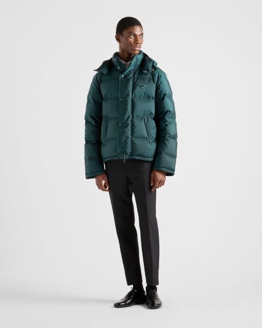 Prada Green Cropped Re-Nylon Down Jacket for men