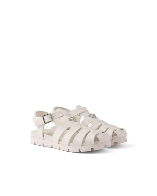 Prada White Rubber Fisherman Sandals for men