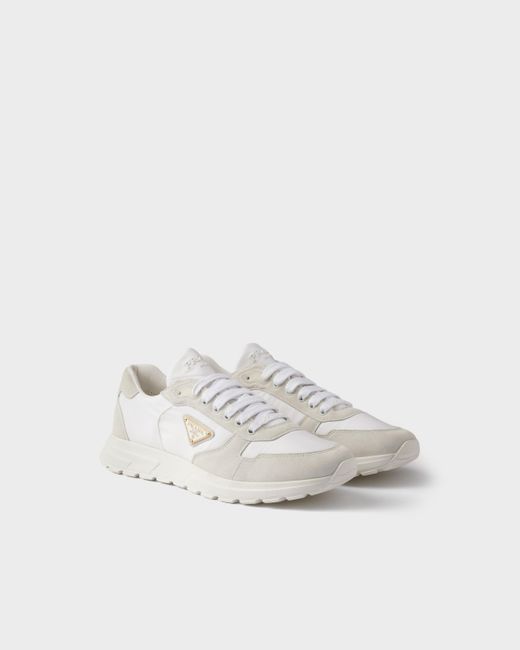 Sneakers Prax 2.0 En Re-Nylon Et Veau Velours Prada pour homme en coloris White
