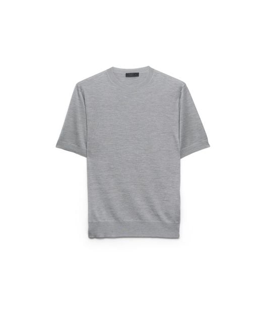 Prada Gray Short-Sleeved Silk Sweater for men
