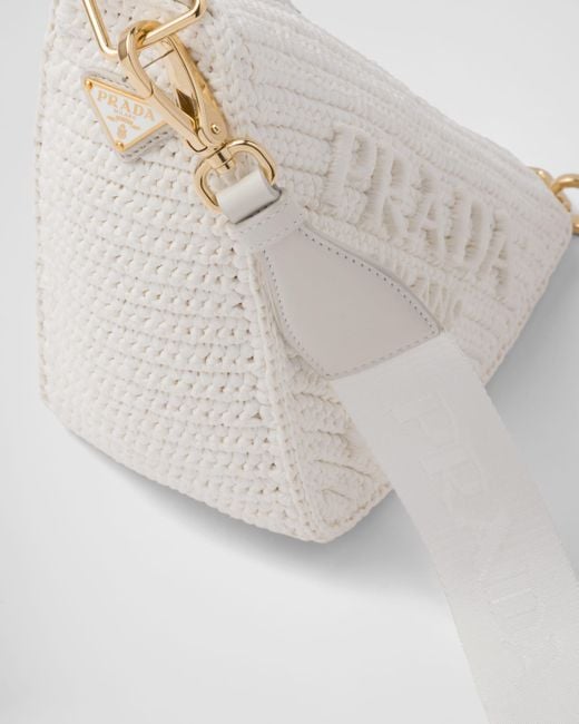 Prada White Triangle Crochet Shoulder Bag