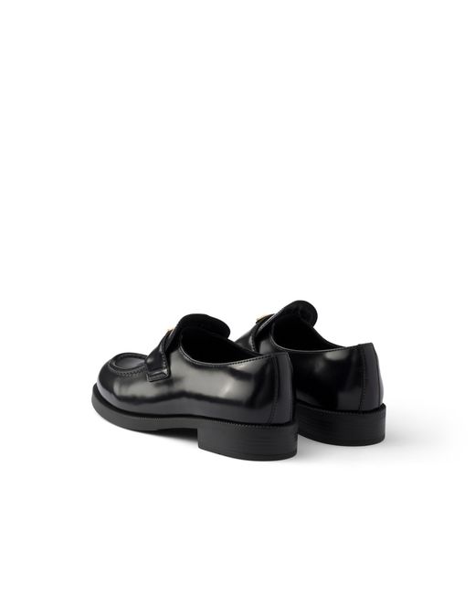 Prada Black Brushed Leather Loafers