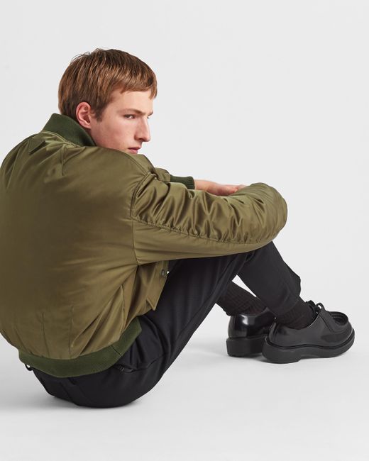 Prada Green Cropped Re-nylon Down Jacket for men