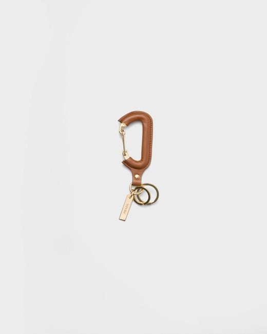 Prada White Leather Key Ring