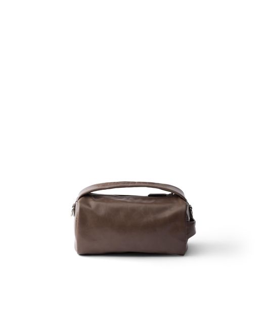 Prada Brown Leather Shoulder Bag for men