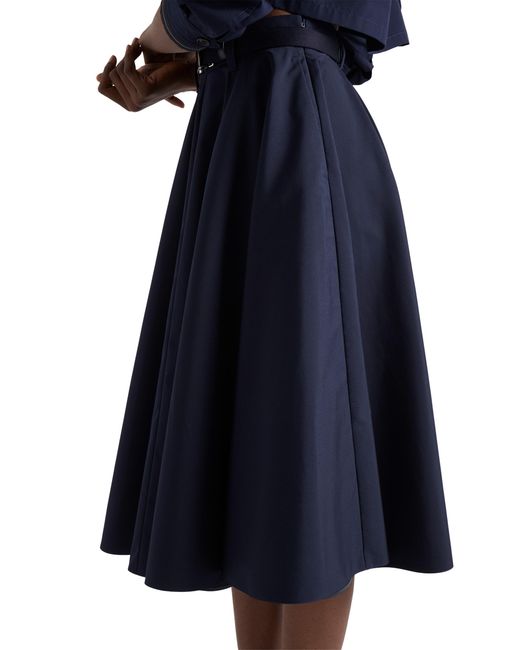 Prada Blue Poplin Midi-Skirt