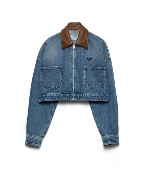 Prada Blue Cropped Denim Jacket
