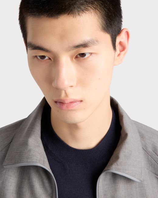 Prada Blue Short-Sleeved Cashmere And Silk Sweater for men