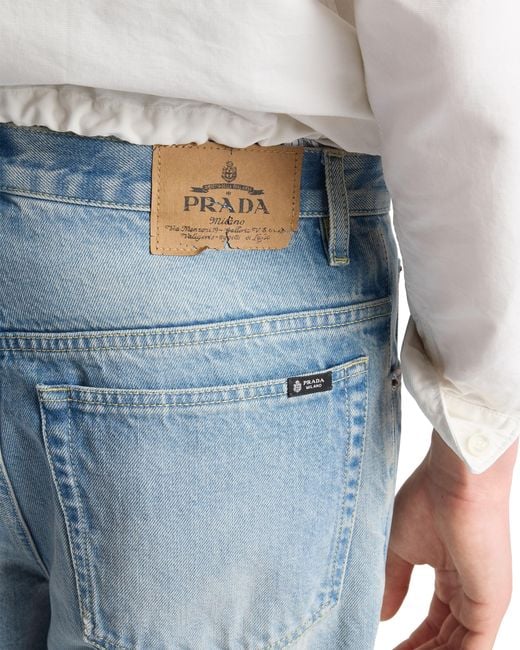 Prada Blue Washed Denim Jeans for men