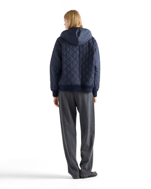 Prada Blue Re-Nylon Blouson Jacket With Hood
