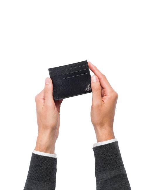 Prada White Saffiano Leather Card Holder for men