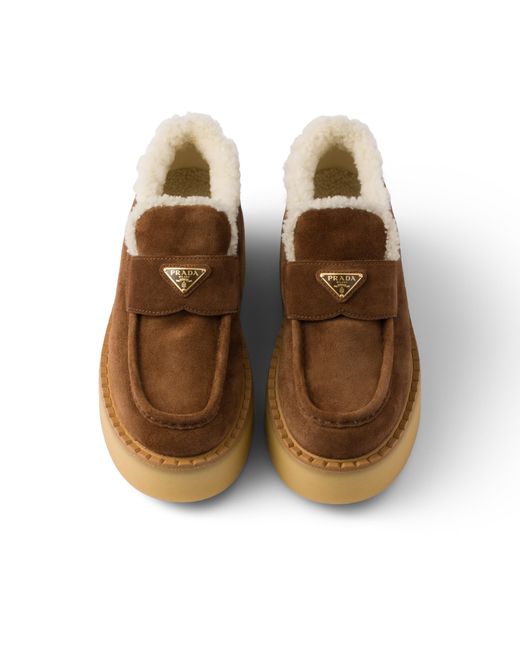 Prada Brown Suede Loafers
