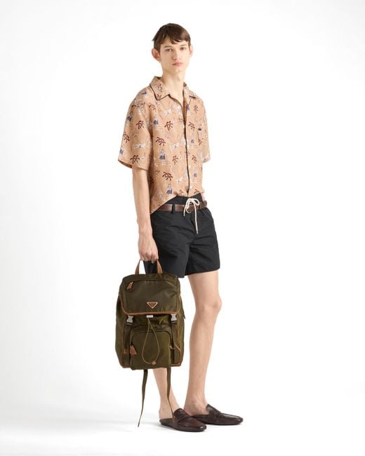 Camisa De Bolera En Mezcla De Seda Estampada Prada de hombre de color Natural