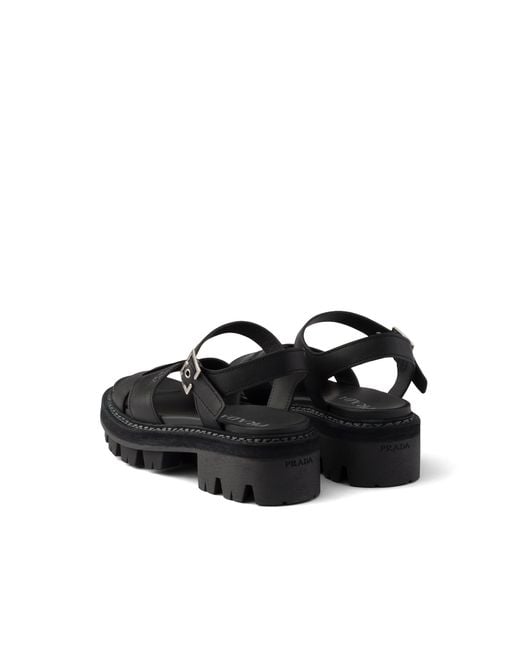 Prada Black Leather Sandals, Size 35