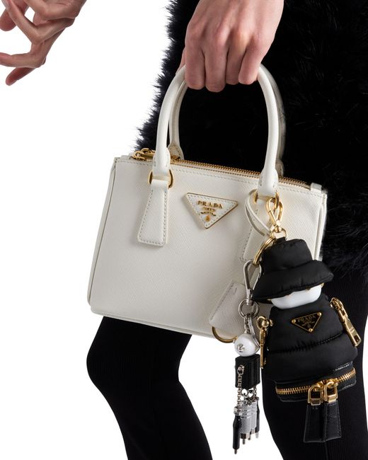 Prada White Soft Robot Re-Nylon Keychain Charm
