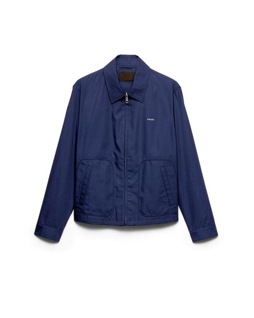 Prada Technical Cotton Zipper Blouson Jacket, Bluette for men