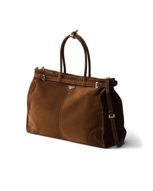 Prada Brown Bonnie Suede Tote Bag for men