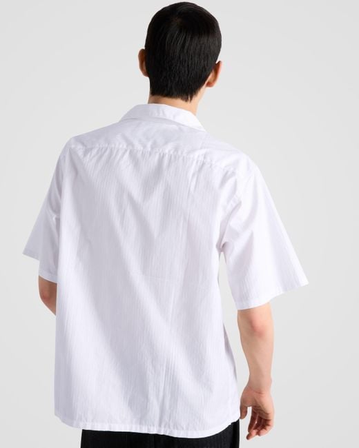 Prada White Cotton Bowling Shirt for men