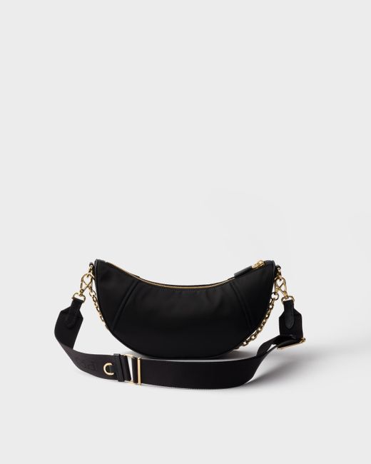 【PRADA】DEMI-LUNE RE-NYLON SHOULDER BAG Prada Demi-Lune Re-Nylon shoulder bag in brown - Prada