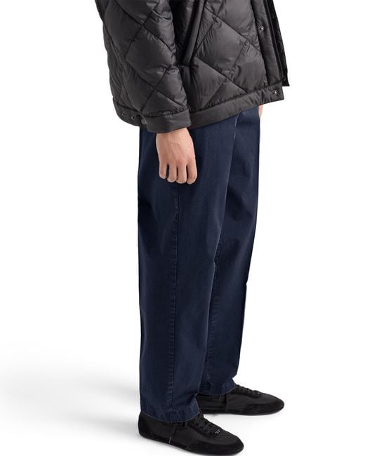 Prada Blue Garment-Dyed Cotton Pants for men