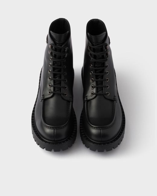 Prada Black Laced Leather Booties for men