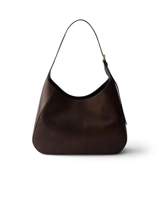 Prada Black Boogie Large Leather Bag, Cocoa