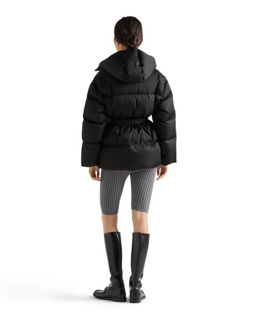 Chaqueta De Plumón Y Re-Nylon Con Capucha, Mujer, Talla Prada de color Black