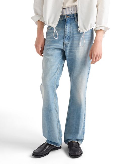 Prada Blue Washed Denim Jeans for men