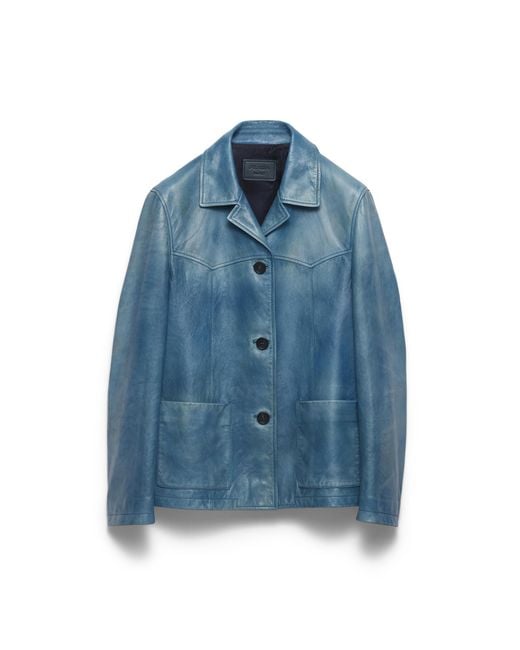 Prada Blue Nappa Leather Jacket