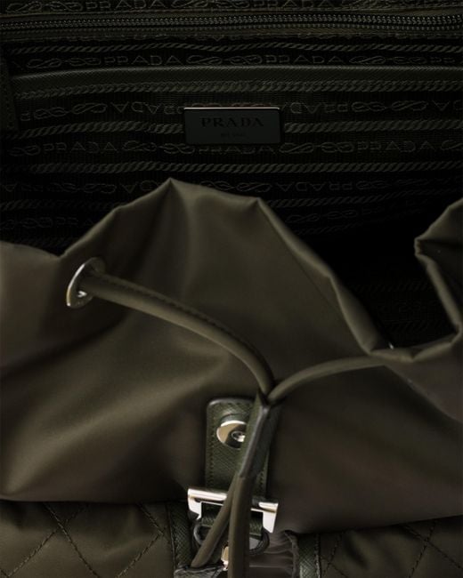 Prada Black Medium Quilted Re-Nylon Backpack With Saffiano Leather Trim