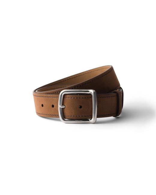 Prada Brown Nubuck Leather Belt for men