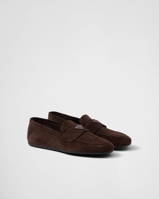 Prada Brown Suede Loafers for men