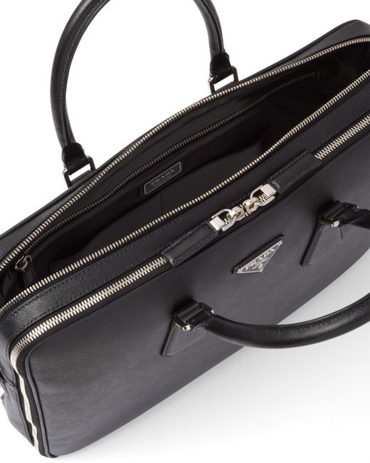 Prada Black Saffiano Leather Briefcase for men