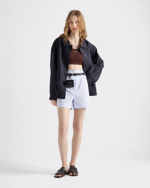 Prada Brown Ribbed Knit Crop Top