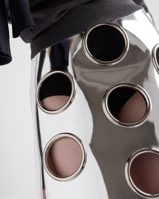 Prada Metallic-Effect Leather Midi Skirt