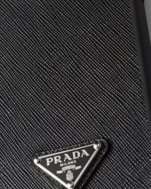 Prada Iphone-15-Pro-Max-Hülle Aus Saffiano-Leder in Black für Herren