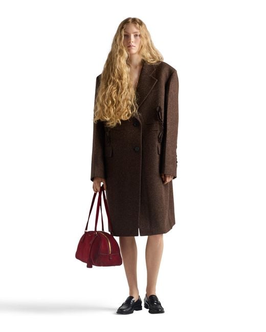 Prada Brown Single-Breasted Shetland Wool Coat