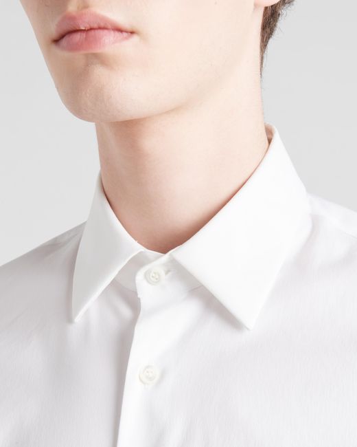 Prada White Stretch Poplin Shirt for men