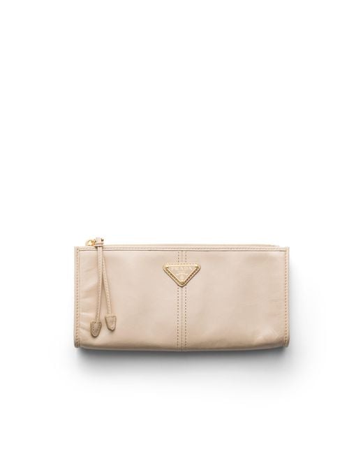 Prada Natural Leather Pouch, Travertine Stone