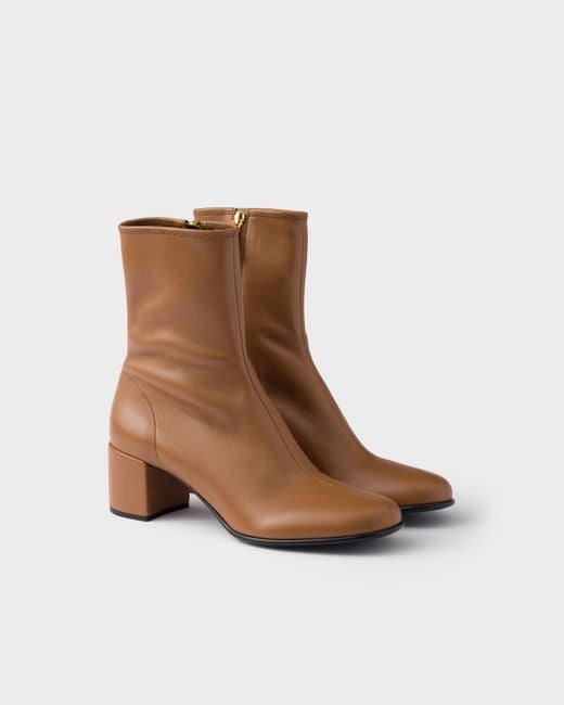 Prada Brown Stretch-Nappa Leather Booties 55