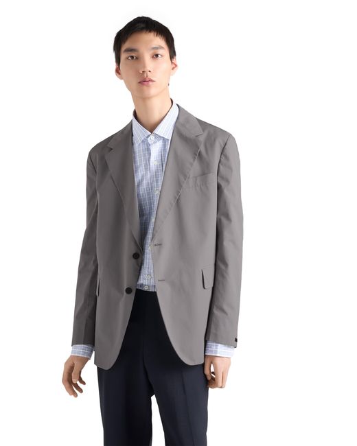 Prada Gray Single-Breasted Cotton Jacket for men