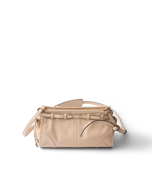 Prada Natural Bonnie Small Leather Shoulder Bag