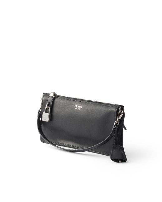 Prada Black Antiqued Leather Pouch for men