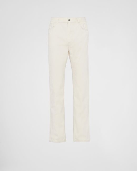 Prada White Five-Pocket Pinwale Corduroy Pants for men
