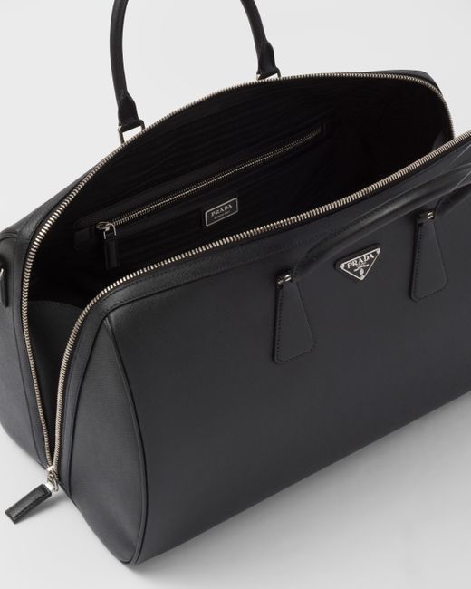 Prada Black Reisetasche Aus Saffiano-Leder