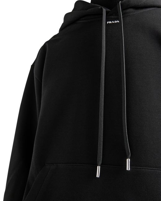 Prada Black Technical Cotton Hoodie for men